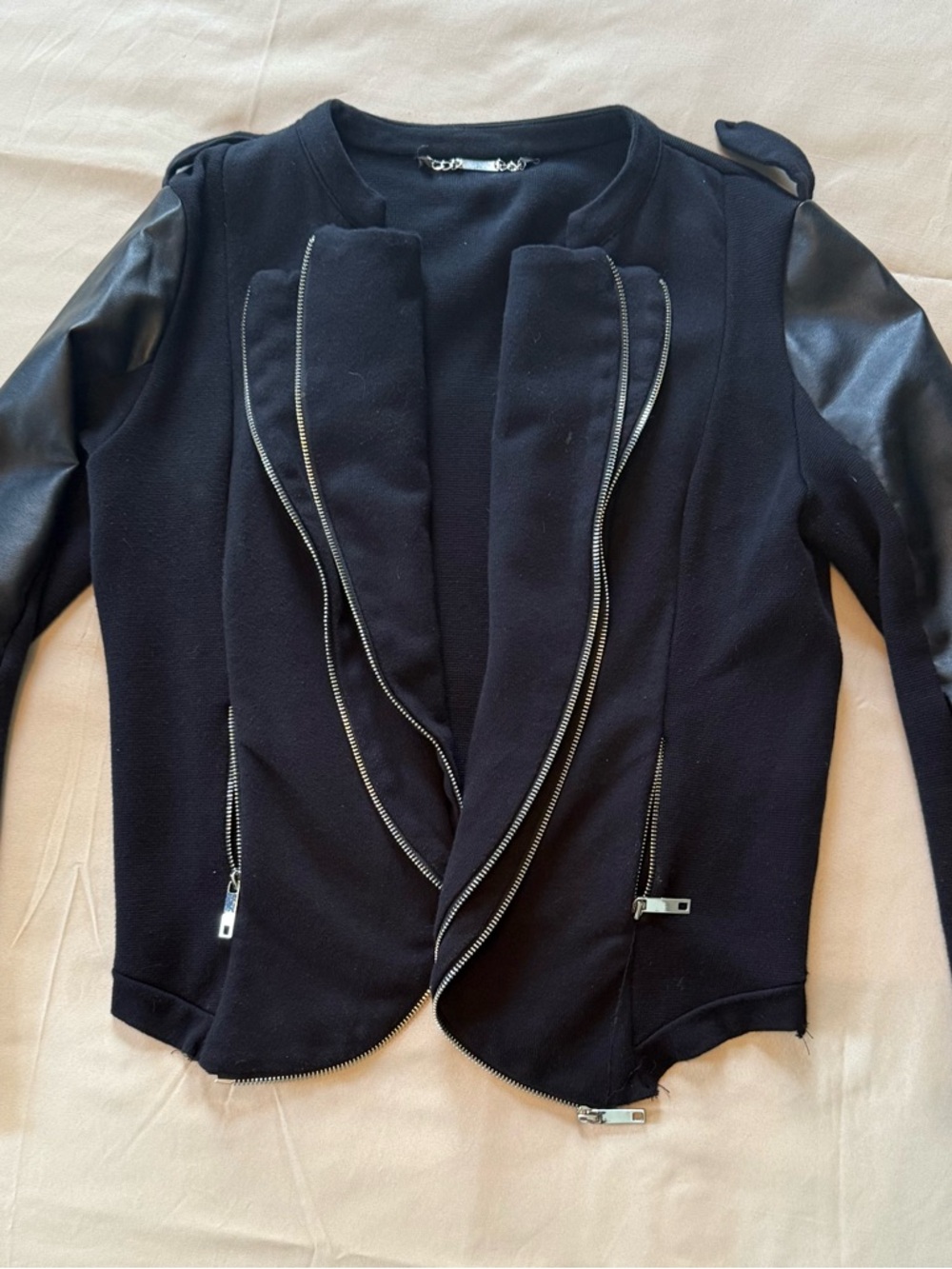 H&M Black Zip-Trim Women's Moto Jacket
